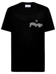 philipp plein t-shirt round neck ss logo μεταλλικο μαυρο