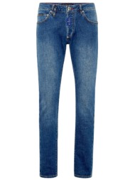 philipp plein παντελονι jeans super straight cut fit hexagon σκουρο μπλε