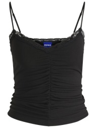 hugo blue tank top dele_b δαντελα σουρα μπροστα μαυρο