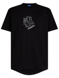 karl lagerfeld jeans t-shirt με οβαλ τελειωμα curved hem shibori regular fit μαυρο