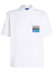 karl lagerfeld jeans polo με τσεπακι jersey relaxed fit λευκο