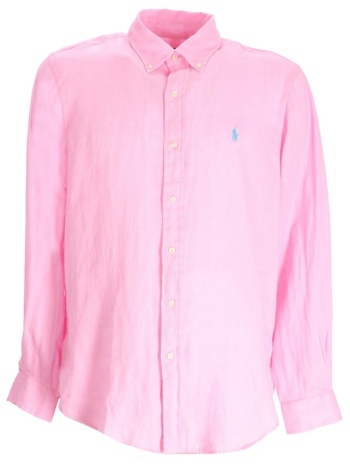 ralph lauren πουκαμισο λινο button down custom fit ροζ σε προσφορά