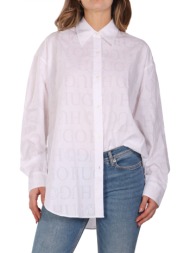 hugo blue πουκαμισο elisana_b all over logo λευκο