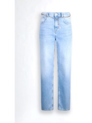 liu -jo παντελονι jeans straight fit ζωνη αλυσιδα σιελ