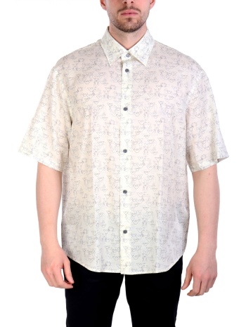 emporio armani πουκαμισο all over logo λευκο-μπλε σε προσφορά