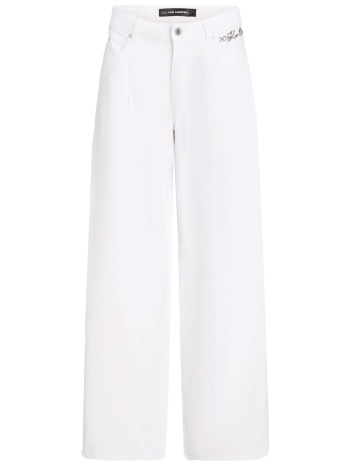 karl lagerfeld παντελονι jeans wide leg white denim pants σε προσφορά