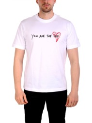 armani 7 t-shirt logo heart λευκο