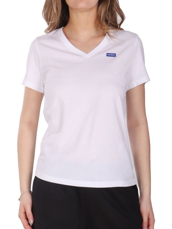hugo blue t-shirt classic v_b v-neck logo λευκο