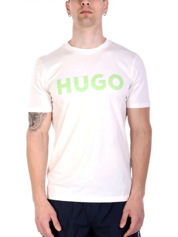 hugo t-shirt dulivio logo λευκο-πρασινο σε προσφορά