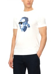 karl lagerfeld t-shirt crew neck logo λευκο