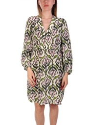 max mara weekend φορεμα mini baden μεταξι εμπριμε εκρου-πρασινο-ροζ