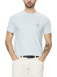 guess jeans t-shirt crew neck regular fit logo σιελ