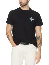 guess jeans t-shirt crew neck regular fit logo μαυρο