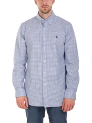 ralph lauren πουκαμισο καρω button down custom fit σιελ-λευκο