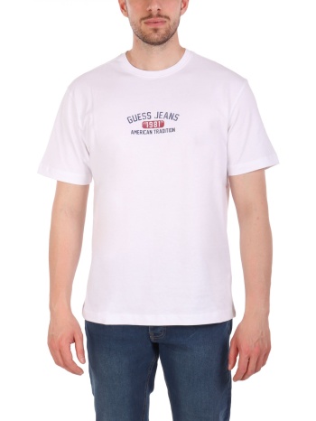 guess jeans t-shirt crewneck regular fit logo λευκο σε προσφορά