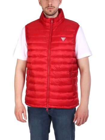 guess jeans μπουφαν αμανικο logo κοκκινο σε προσφορά