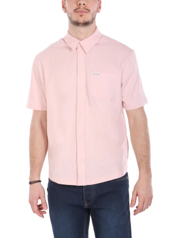 guess jeans πουκαμισο κοντομανικο pocket logo ροζ σε προσφορά