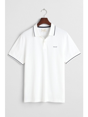 gant polo pique rugger tipping ss λευκο