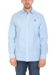 u.s.polo assn πουκαμισο ριγε slim fit σιελ-λευκο