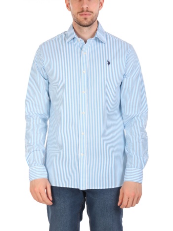 u.s.polo assn πουκαμισο ριγε slim fit σιελ-λευκο σε προσφορά
