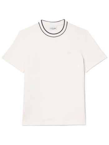 lacoste t-shirt regular fit logo υπολευκο