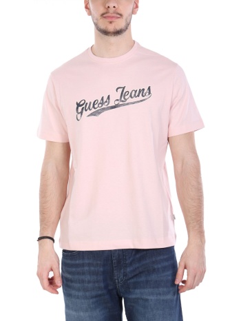 guess jeans t-shirt crewneck regular fit ροζ σε προσφορά