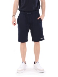 guess jeans βερμουδα φουτερ logo μπλε