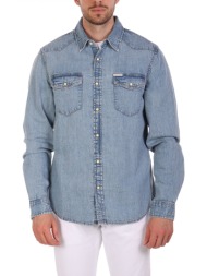 guess jeans πουκαμισο jeans slim fit σιελ