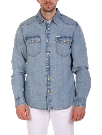 guess jeans πουκαμισο jeans slim fit σιελ σε προσφορά