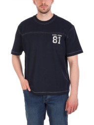 guess jeans t-shirt crewneck oversized fit logo μπλε