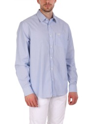 guess jeans πουκαμισο ριγε ls classic fit pocket σιελ