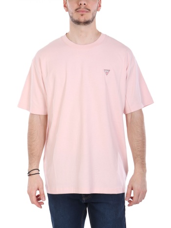 guess jeans t-shirt crewneck oversized fit logo ροζ σε προσφορά
