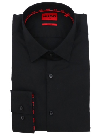 hugo πουκαμισο slim fit easy iron koey μαυρο