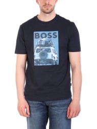 boss casual t-shirt με σταμπα regular fit te_mextour σκουρο μπλε
