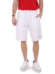 guess jeans βερμουδα φουτερ logo λευκο