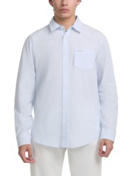 guess jeans πουκαμισο ριγε ls classic fit pocket γαλαζιο