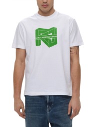 karl lagerfeld jeans t-shirt regular ss cube logo tee λευκο