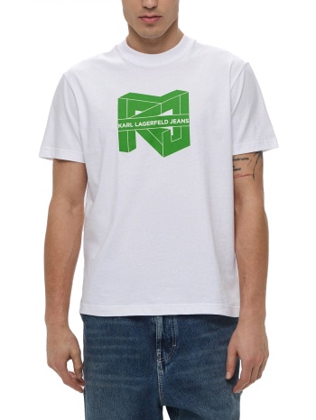 karl lagerfeld jeans t-shirt regular ss cube logo tee λευκο σε προσφορά