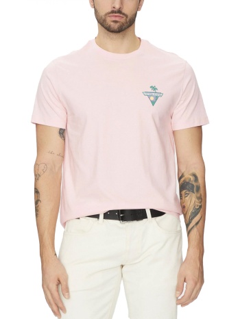 guess t-shirt crew neck regular fit logo ροζ σε προσφορά