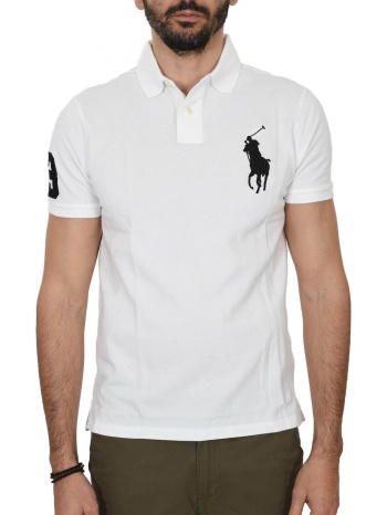 ralph lauren polo custom slim fit big pony λευκο