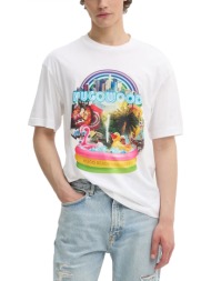 hugo t-shirt duwood logo λευκο