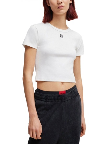 hugo t-shirt delanor logo λευκο