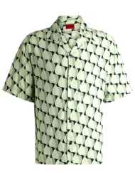 hugo πουκαμισο all over print καφε-χακι-μαυρο