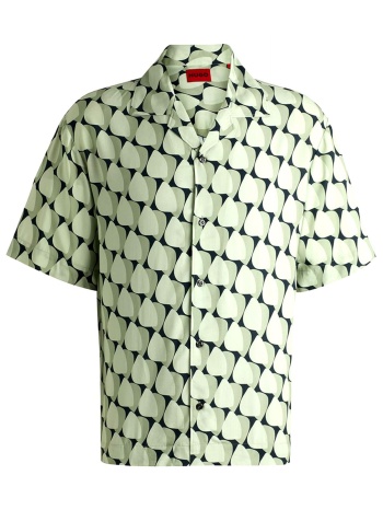 hugo πουκαμισο all over print καφε-χακι-μαυρο σε προσφορά