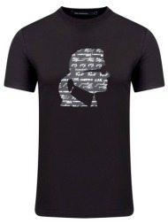 karl lagerfeld t-shirt crew neck logo μαυρο