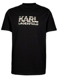 karl lagerfeld t-shirt crew neck logo μαυρο