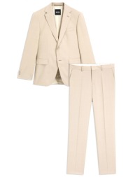boss κοστουμι regular fit lanificio tesse biella super100 natural stretch h-jeckson-2pcs-253 μπεζ