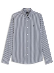 boss πουκαμισο ριγε button down slim fit stretch h-roan-bd-e-c1-253 λευκο-μπλε