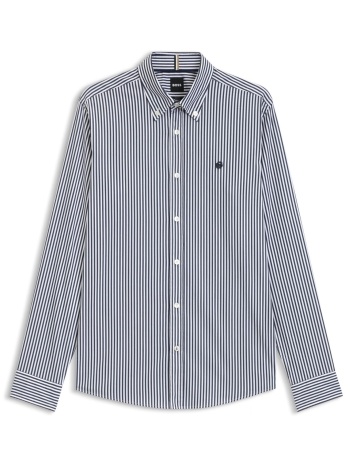 boss πουκαμισο ριγε button down slim fit stretch σε προσφορά