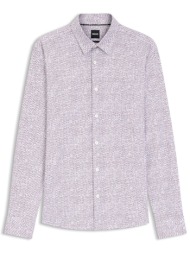 boss πουκαμισο μικροσχεδιο slim fit p-roan-kent-c1-233 λευκο-μπεζ-καφε